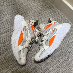 Orange and White Fila Sneakers